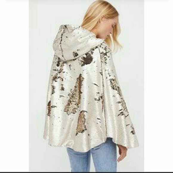 FREE people Stay Golden sequin poncho cardigan - Picture 2 of 5